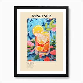 Whiskey Sour Cocktail Ingredients Poster Art Print