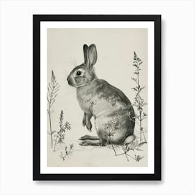 Argente Blockprint Rabbit Illustration 6 Art Print