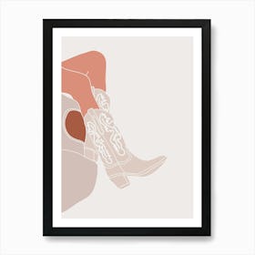 Cowgirl boots print | Neutral coastal cowgirl minimalist western wall art | Art Print