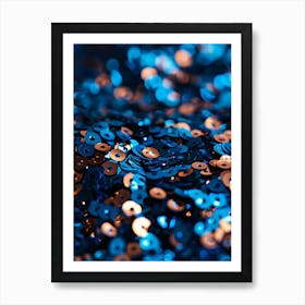 Blue And Gold Sequins Art Print