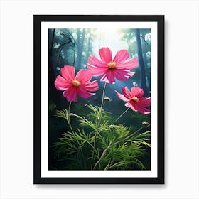 Cosmos Wildflower In Rainforest, South Western  (1) Art Print