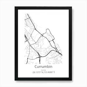 Currumbin,Australia Minimalist Map Art Print