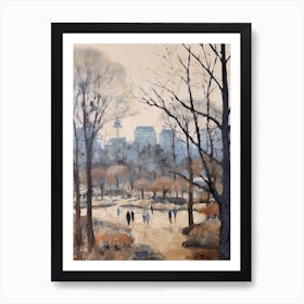 Winter City Park Painting Yoyogi Park Tokyo 1 Art Print