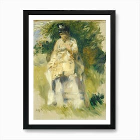 Woman Standing By A Tree, Pierre Auguste Renoir Art Print