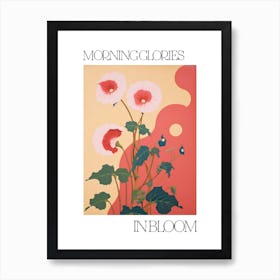 Morning Glories In Bloom Flowers Bold Illustration 3 Art Print