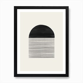 Mid Century Sunrise Black Art Print