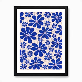 Blue Flowers Pattern 2 Art Print