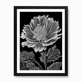 Calendula Leaf Linocut 5 Art Print