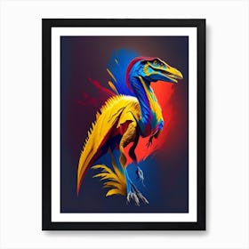 Velociraptor 1 Primary Colours Dinosaur Art Print