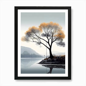 Tree By The Lake 1 Art Print