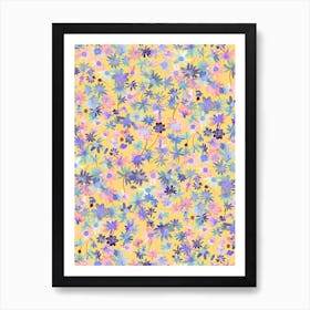 Spring Daisies Floral Mustard Art Print