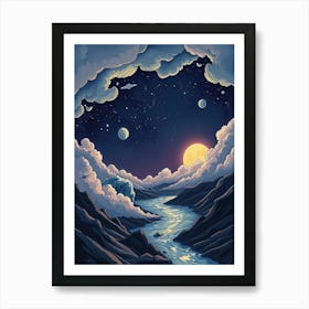 Night Sky With Clouds Art Print