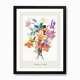 Monkey Orchid Collage Flower Bouquet Poster Art Print