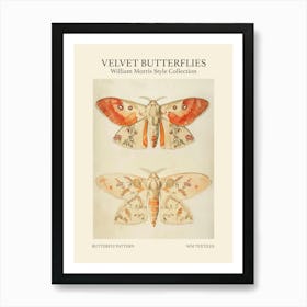 Velvet Butterflies Collection Butterfly Pattern William Morris Style 4 Art Print