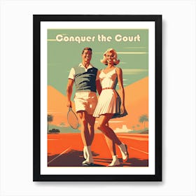 Conquer The Court - Retro Tennis Poster Art Print