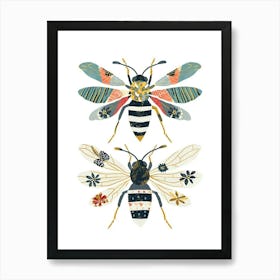 Colourful Insect Illustration Wasp 6 Art Print