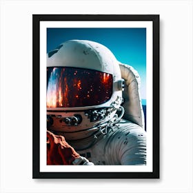 Astronaut with Reflective Helmet in Space Adventure Art Print