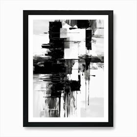 Layers Abstract Black And White 4 Art Print