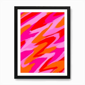 Abstract Pink And Orange Marble Effect Swirls Art Print