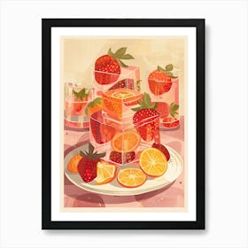 Strawberry & Orange Jelly Illustration Art Print