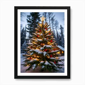 Christmas Tree In The Snow 7 Art Print