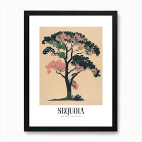 Sequoia Tree Colourful Illustration 3 Poster Art Print