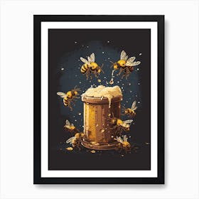 Colletidae Bee Storybook Illustration 6 Art Print