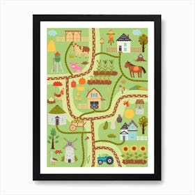 Rustic Nursery Farm Map Art Print