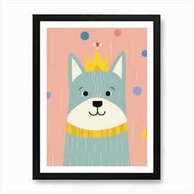 Little Timber Wolf 3 Wearing A Crown Art Print