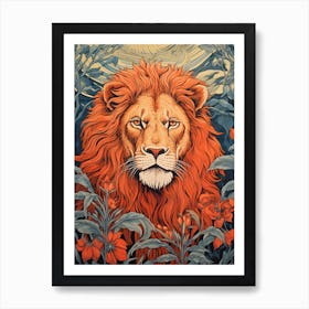 Lion Art Paintingwoodblock Printing Style 1 Art Print