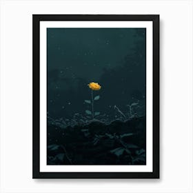 Yellow Flower In The Dark 5 Art Print