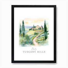 Italy Tuscany Hills Storybook 7 Travel Poster Watercolour Art Print