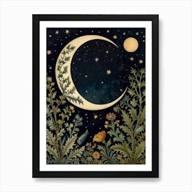 Landscape Moon In Forest Style William Morris 7 Art Print