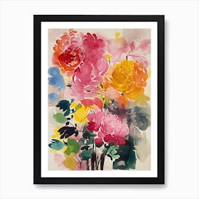 Peony Flower Illustration 4 Art Print