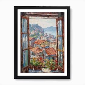 Window View Of Seoul South Korea Impressionism Style 2 Art Print