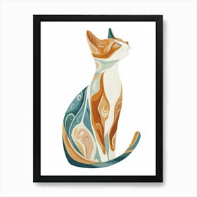 Turkish Van Cat Clipart Illustration 2 Art Print