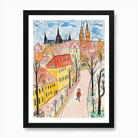 Warsaw, Dreamy Storybook Illustration 1 Art Print