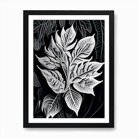 Australian Native Mint Leaf Linocut 1 Art Print