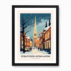 Winter Night  Travel Poster Stratford Upon Avon United Kingdom 4 Art Print