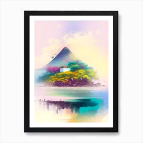 Pico Island Portugal Watercolour Pastel Tropical Destination Art Print