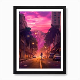 Skateboarding In Rio De Janeiro Brazil Futuristic 1 Art Print