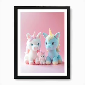 Toy Unicorns & Bunny Pastel Art Print