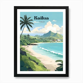 Kailua Hawaii Seaside Travel Art Illustration Art Print