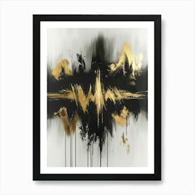 Gold And Black Abstract Painting 122 Art Print