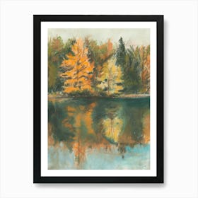 Autumn Trees Reflected In A Lake Art Print