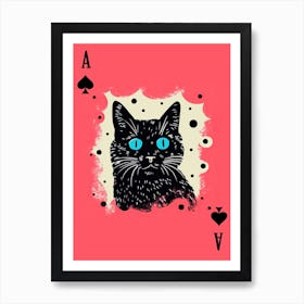 Playing Cards Cat 6 Pink And Black Art Print