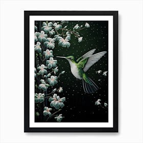 Ohara Koson Inspired Bird Painting Hummingbird 4 Art Print