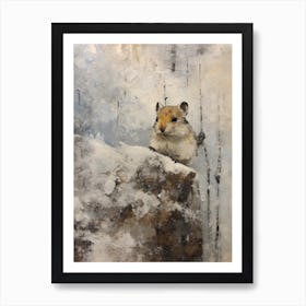 Vintage Winter Animal Painting Pika 2 Art Print