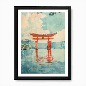 Miyajima Japan 6 Retro Illustration Art Print