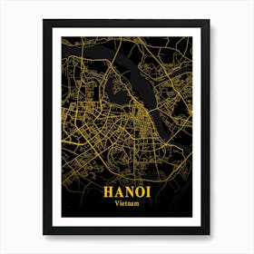 Hanoi Gold City Map 1 Art Print